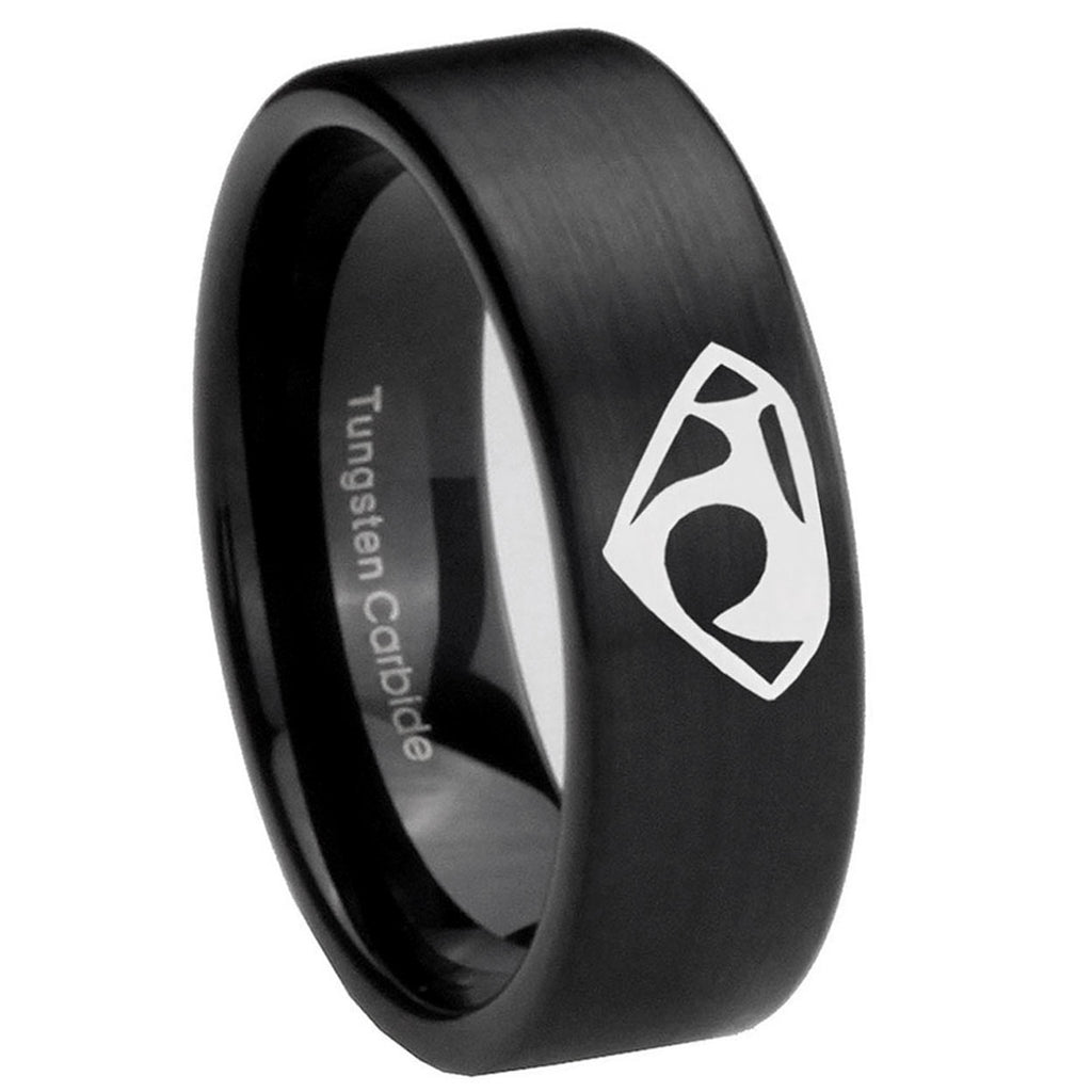 8mm House of Van Pipe Cut Brush Black Tungsten Ring for Men
