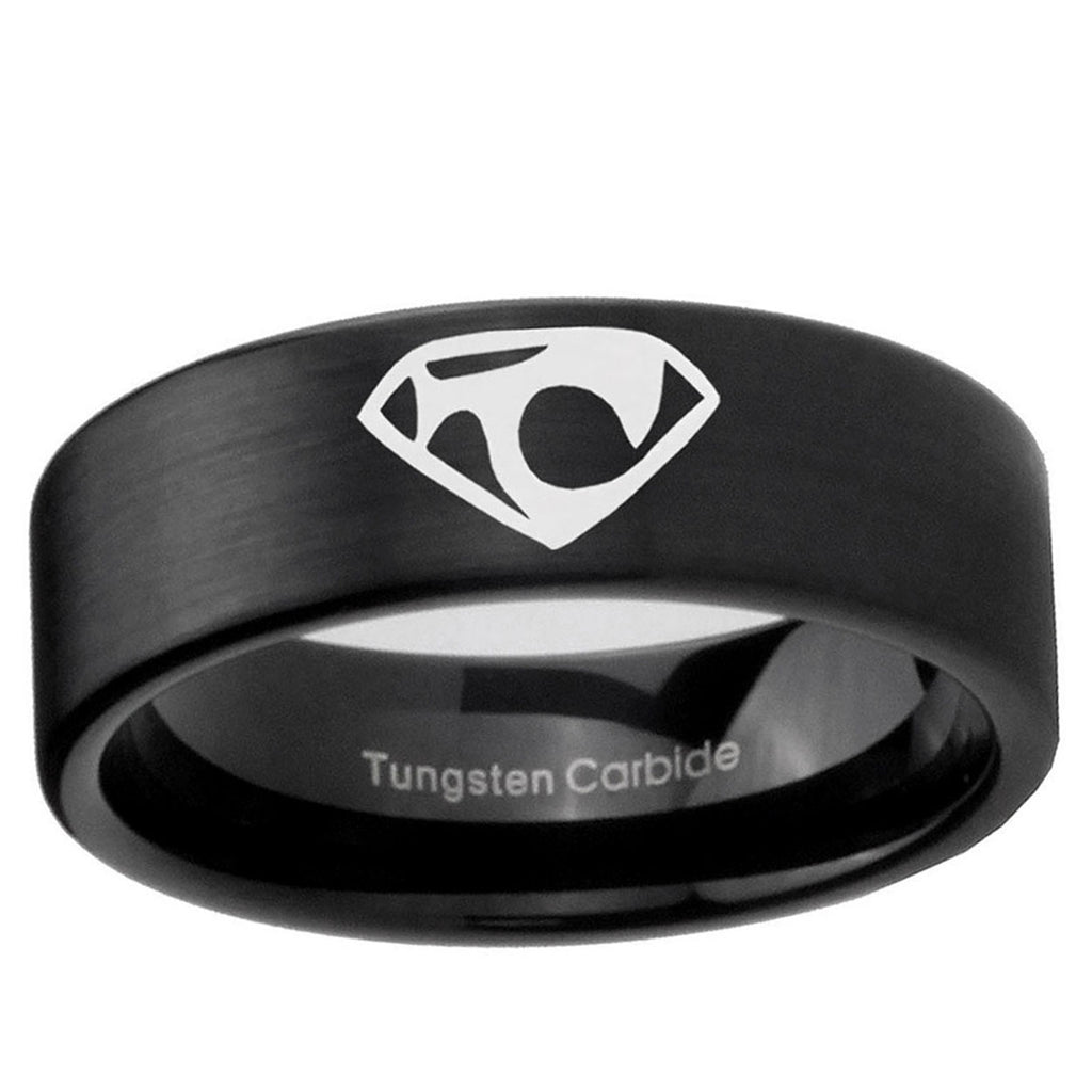 6mm House of Van Pipe Cut Brush Black Tungsten Ring for Men