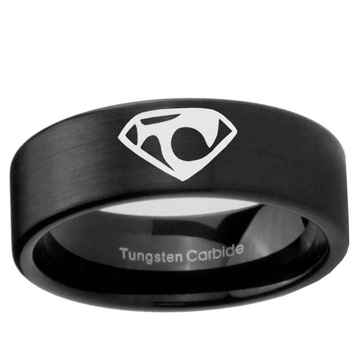 6mm House of Van Pipe Cut Brush Black Tungsten Ring for Men