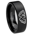 8mm Waylon Jennings Pipe Cut Brush Black Tungsten Ring Mens