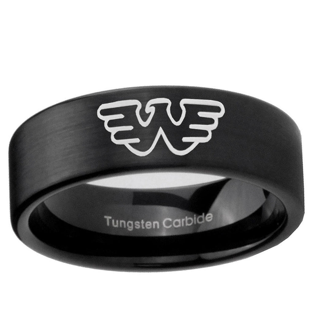 6mm Waylon Jennings Pipe Cut Brush Black Tungsten Ring Mens