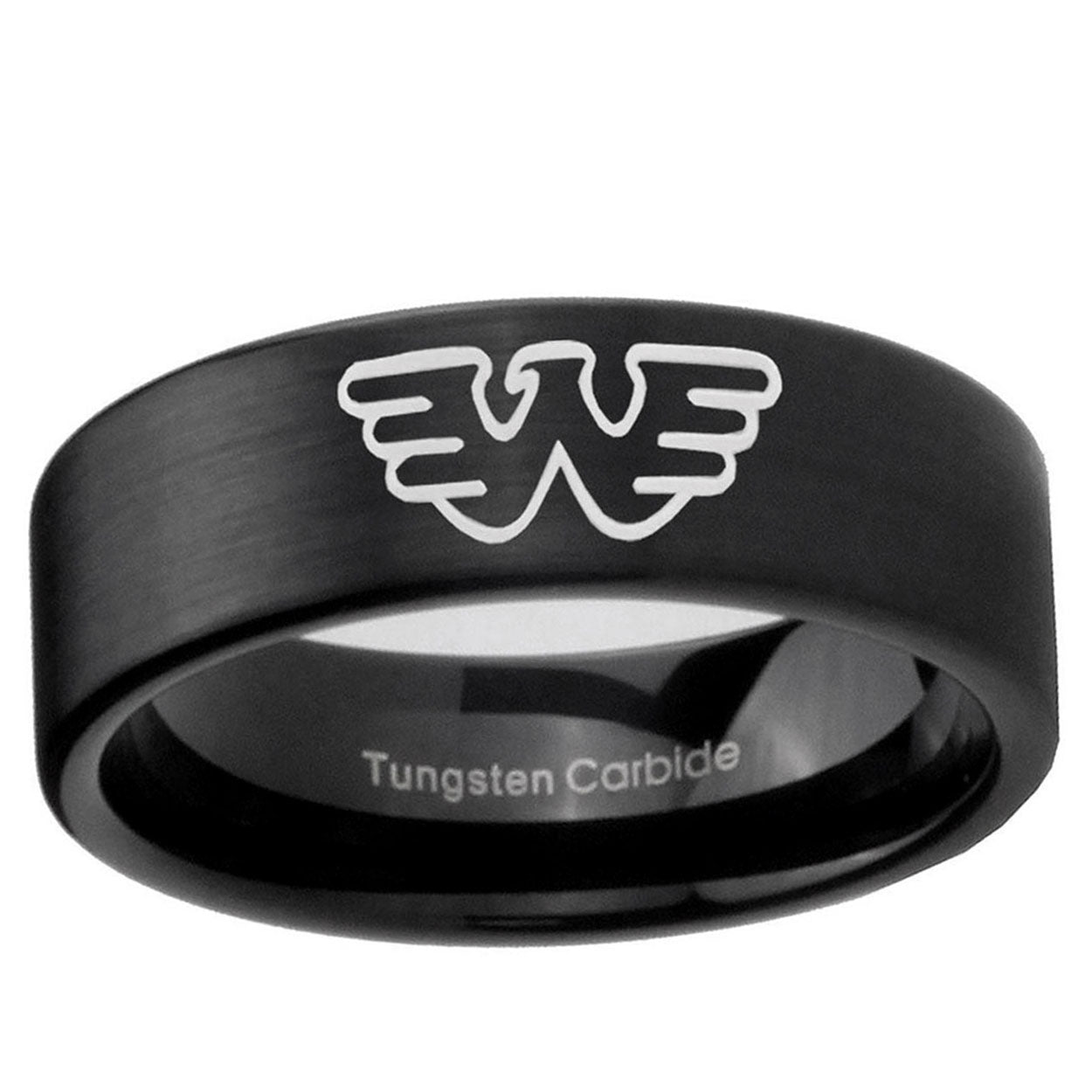 6mm Waylon Jennings Pipe Cut Brush Black Tungsten Ring Mens