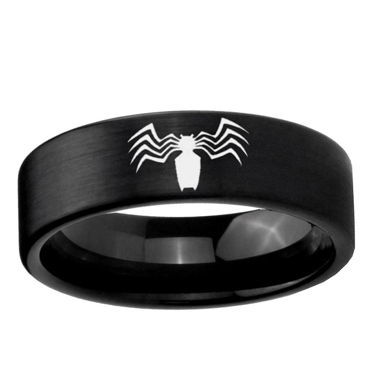 6mm Spider Pipe Cut Brush Black Tungsten Men's Wedding Band
