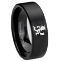 8mm Hatchet Man Pipe Cut Brush Black Tungsten Wedding Band