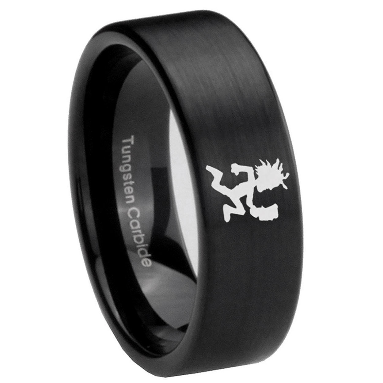 8mm Hatchet Man Pipe Cut Brush Black Tungsten Wedding Band