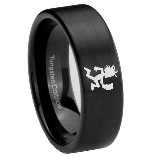 8mm Hatchet Man Pipe Cut Brush Black Tungsten Wedding Band