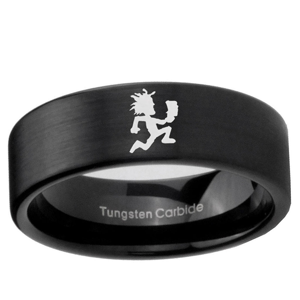6mm Hatchet Man Pipe Cut Brush Black Tungsten Wedding Band