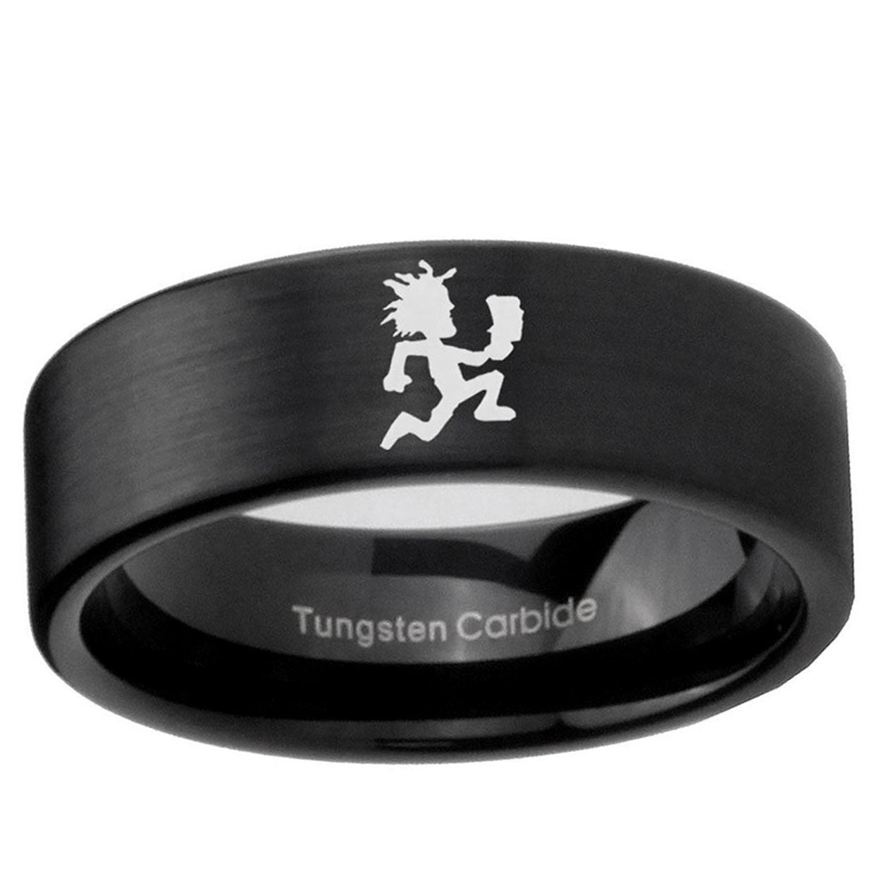 6mm Hatchet Man Pipe Cut Brush Black Tungsten Wedding Band