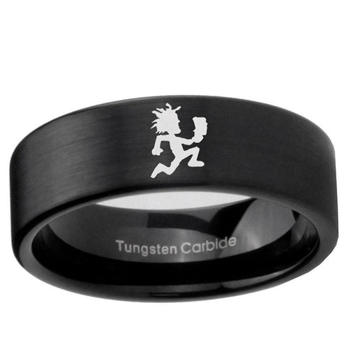 6mm Hatchet Man Pipe Cut Brush Black Tungsten Wedding Band