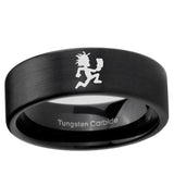 6, 8mm Hatchet Man Pipe Cut Brush Black Tungsten Ring