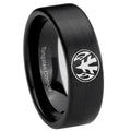 8mm Love Power Rangers Pipe Cut Brush Black Tungsten Ring