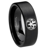 8mm Love Power Rangers Pipe Cut Brush Black Tungsten Carbide Wedding Bands Ring