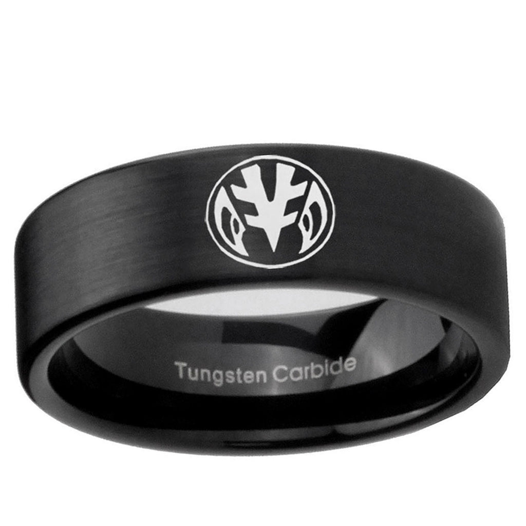 6mm Love Power Rangers Pipe Cut Brush Black Tungsten Ring