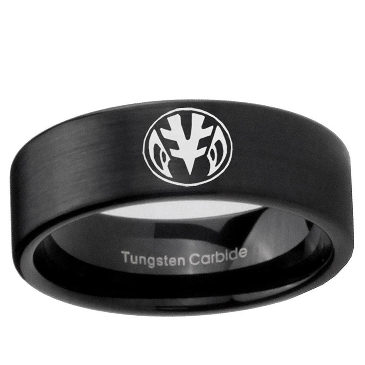 6mm Love Power Rangers Pipe Cut Brush Black Tungsten Ring