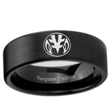 6, 8mm Love Power Rangers Pipe Cut Brush Black Tungsten Ring
