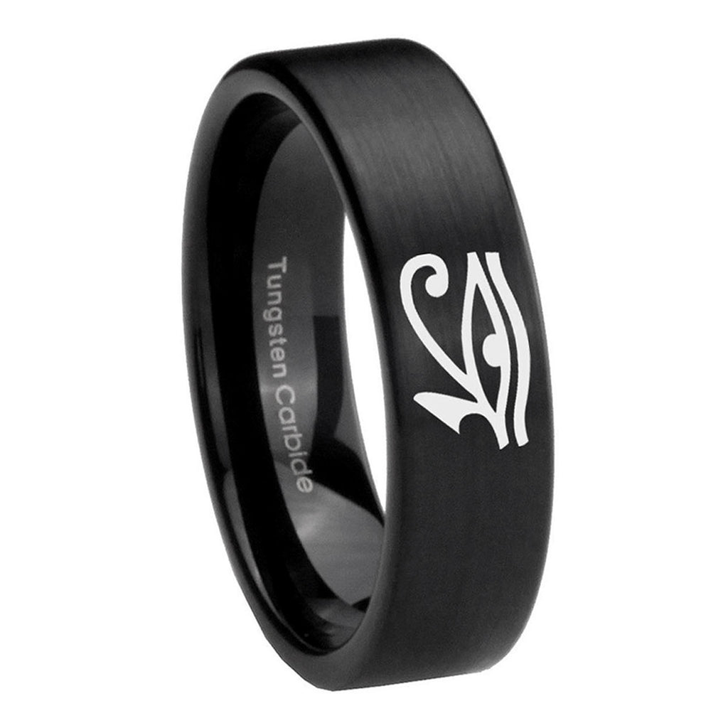 8mm Seeing Eye Pipe Cut Brush Black Tungsten Engagement Ring