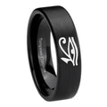 8mm Seeing Eye Pipe Cut Brush Black Tungsten Engagement Ring