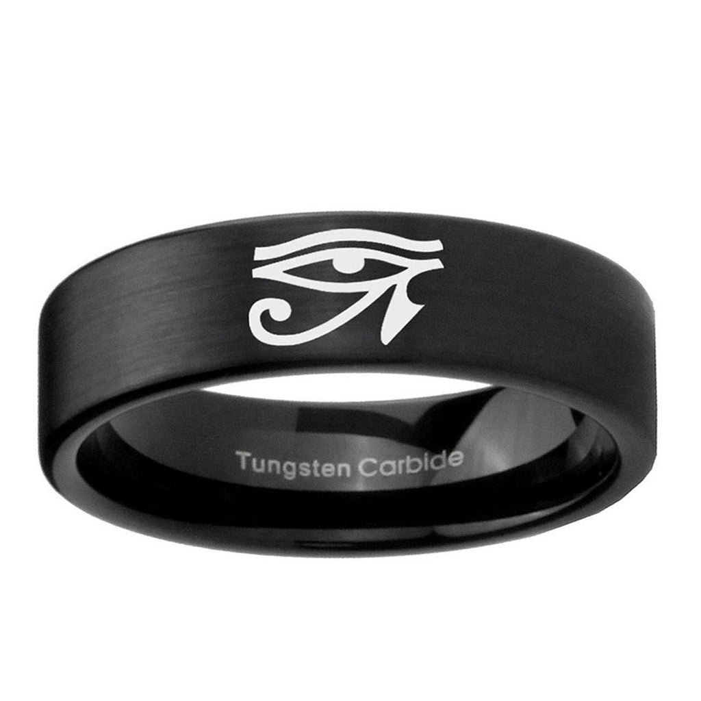 6mm Seeing Eye Pipe Cut Brush Black Tungsten Engagement Ring