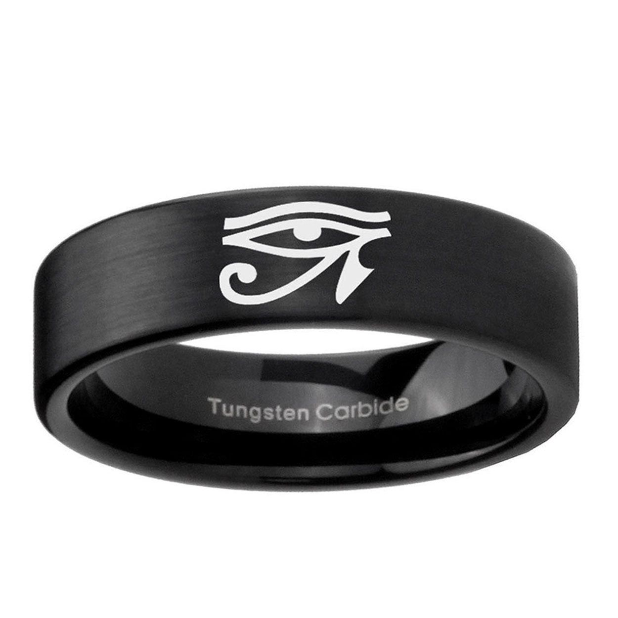 6mm Seeing Eye Pipe Cut Brush Black Tungsten Engagement Ring