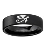 6, 8mm Seeing Eye Pipe Cut Brush Black Tungsten Ring