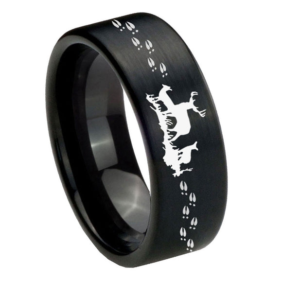 8mm-Deer-Hunting-Pipe-Cut-Brush-Black-Tungsten-Carbide-Custom-Ring-for-Men