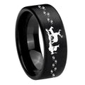 8mm Deer Hunting Pipe Cut Brush Black Tungsten Ring for Men