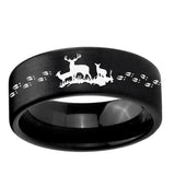 6, 8mm Deer Hunting Pipe Cut Brush Black Tungsten Carbide Custom Ring for Men