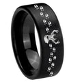8mm Deer Antler Pipe Cut Brush Black Tungsten Ring for Men
