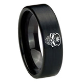8mm-Skull-Marijuana-Leaf--Pipe-Cut-Brush-Black-Tungsten-Carbide-Men's-Band-Ring