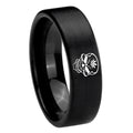 8mm Skull Marijuana Leaf Pipe Cut Brush Black Tungsten Ring