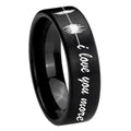 8mm Sound Wave I love you more Pipe Cut Black Tungsten Ring