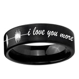 6, 8mm Sound Wave I love you more Pipe Cut Brush Black Tungsten Mens Promise Ring