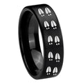 8mm Deer Tracks Pipe Cut Brush Black Tungsten Promised Ring