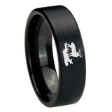 8mm-Deer-Hunting-Pipe-Cut-Brush-Black-Tungsten-Carbide-Men's-Promise-Rings