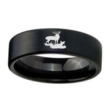 8mm-Deer-Hunting-Pipe-Cut-Brush-Black-Tungsten-Carbide-Men's-Promise-Rings