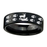 8mm-Deer-Hunting-Tracks-Pipe-Cut-Brush-Black-Tungsten-Carbide-Mens-Ring