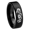 8mm Dragon Pipe Cut Brush Black Tungsten Personalized Ring