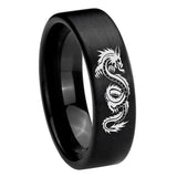 8mm Dragon Pipe Cut Brush Black Tungsten Carbide Personalized Ring
