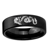 6, 8mm Dragon Pipe Cut Brush Black Tungsten Ring
