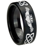 8mm-Irish-Claddagh-Pipe-Cut-Brush-Black-Tungsten-Carbide-Engraved-Ring