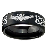 8mm-Irish-Claddagh-Pipe-Cut-Brush-Black-Tungsten-Carbide-Engraved-Ring