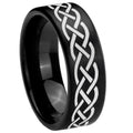 8mm Celtic Knot Pipe Cut Brush Black Tungsten Ring for Men