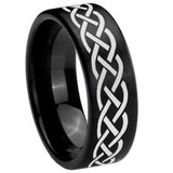 8mm Celtic Knot Pipe Cut Brush Black Tungsten Carbide Custom Ring for Men