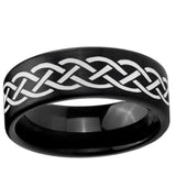 6, 8mm Celtic Knot Pipe Cut Brush Black Tungsten Carbide Custom Ring for Men