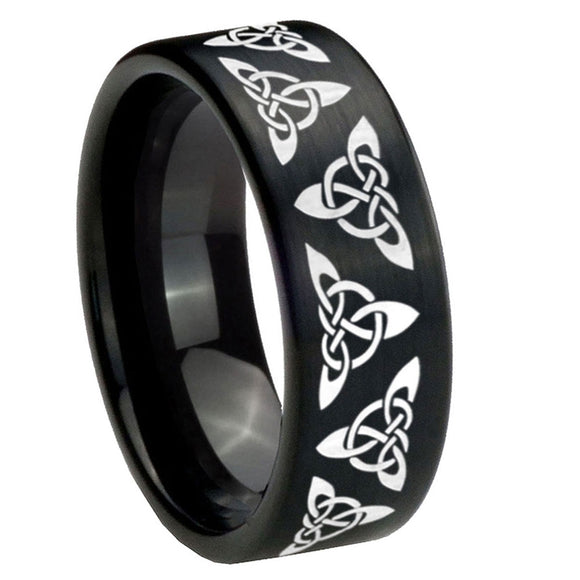 8mm-Celtic-Knot-Pipe-Cut-Brush-Black-Tungsten-Carbide-Custom-Ring-for-Men