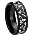 8mm Celtic Knot Pipe Cut Brush Black Tungsten Ring for Men