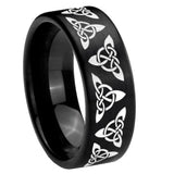 8mm Celtic Knot Pipe Cut Brush Black Tungsten Carbide Custom Ring for Men