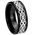 8mm Celtic Knot Pipe Cut Brush Black Tungsten Ring