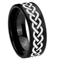 8mm Laser Celtic Knot Pipe Cut Brush Black Tungsten Ring