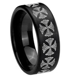 8mm Medieval Cross Pipe Cut Brush Black Tungsten Carbide Custom Ring for Men